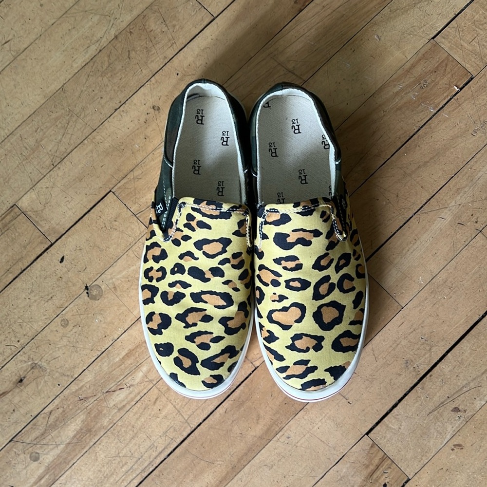 R13 Leopard Camo Print Slip-On Sneakers